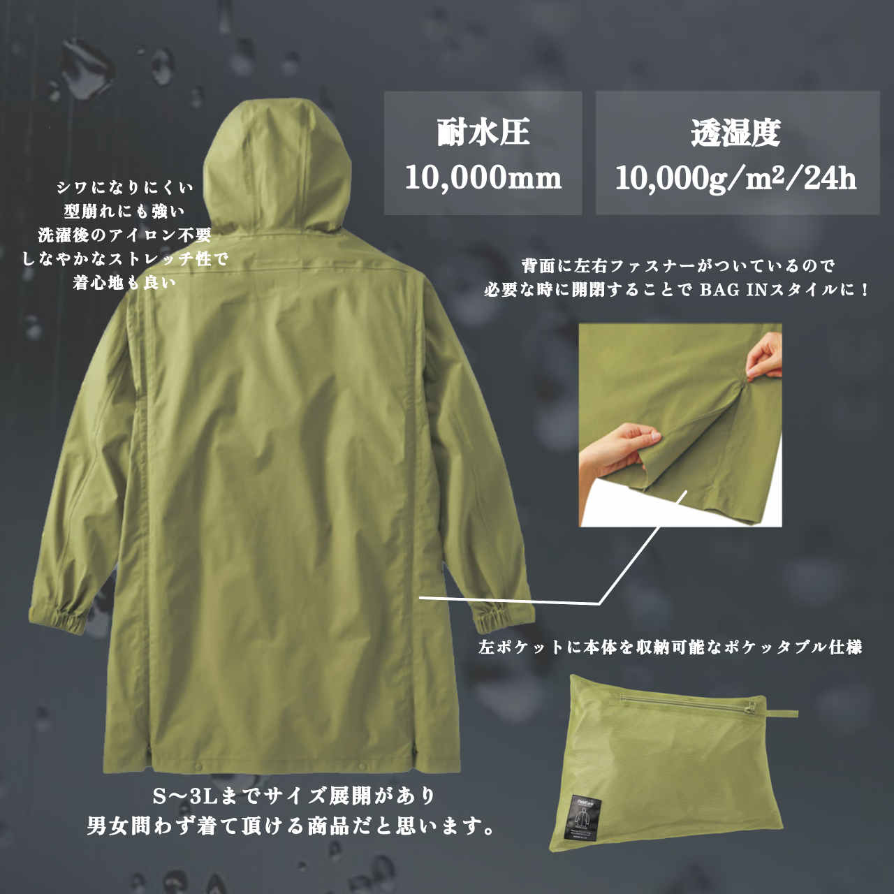 ワークマン ソロテックス バックインレインコートS 赦す ワークマン ソロテックス バックインレインコートS 赦す